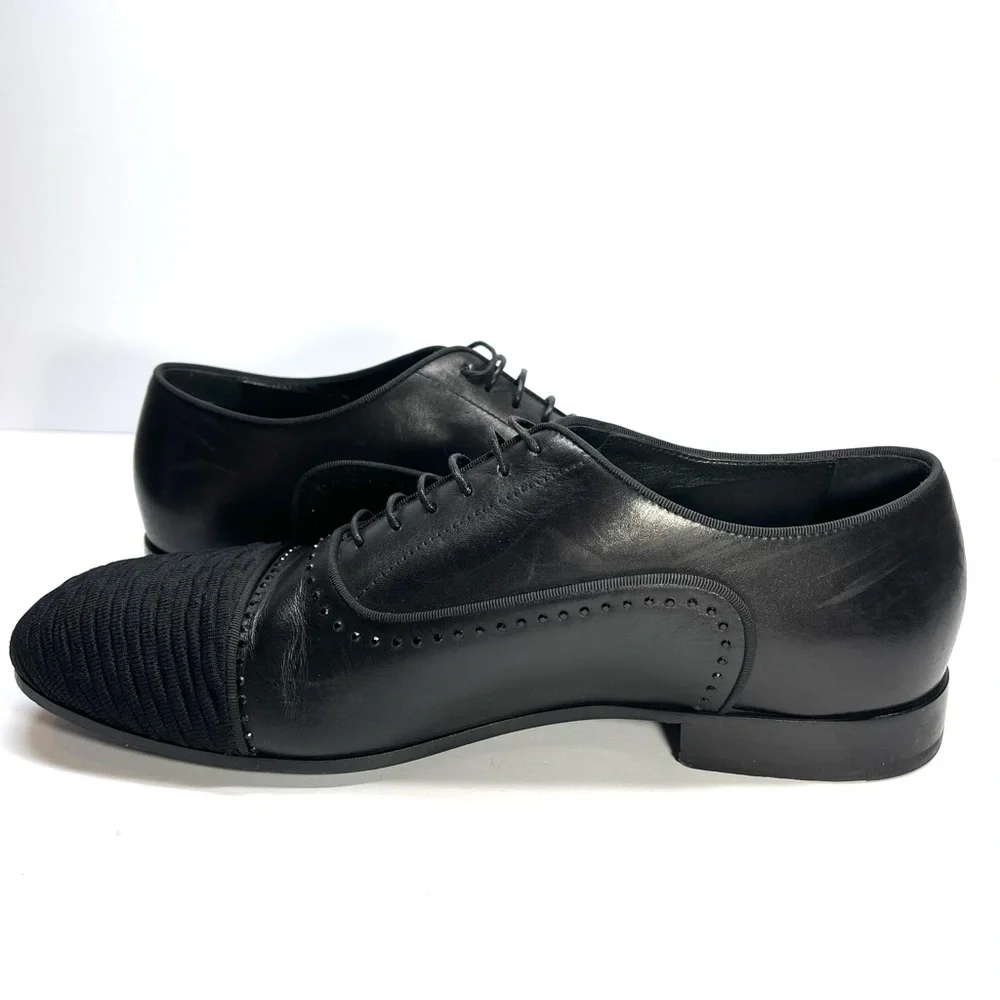 Stuart Weitzman Men's Black Premiere Party Cap-Toe Oxford‎ Loafers Size 10M